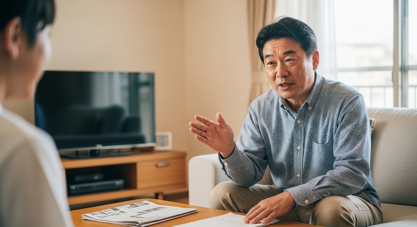 関西弁クイズに挑戦しながら、関東では通じにくい方言の意味に驚く男性のリアクション