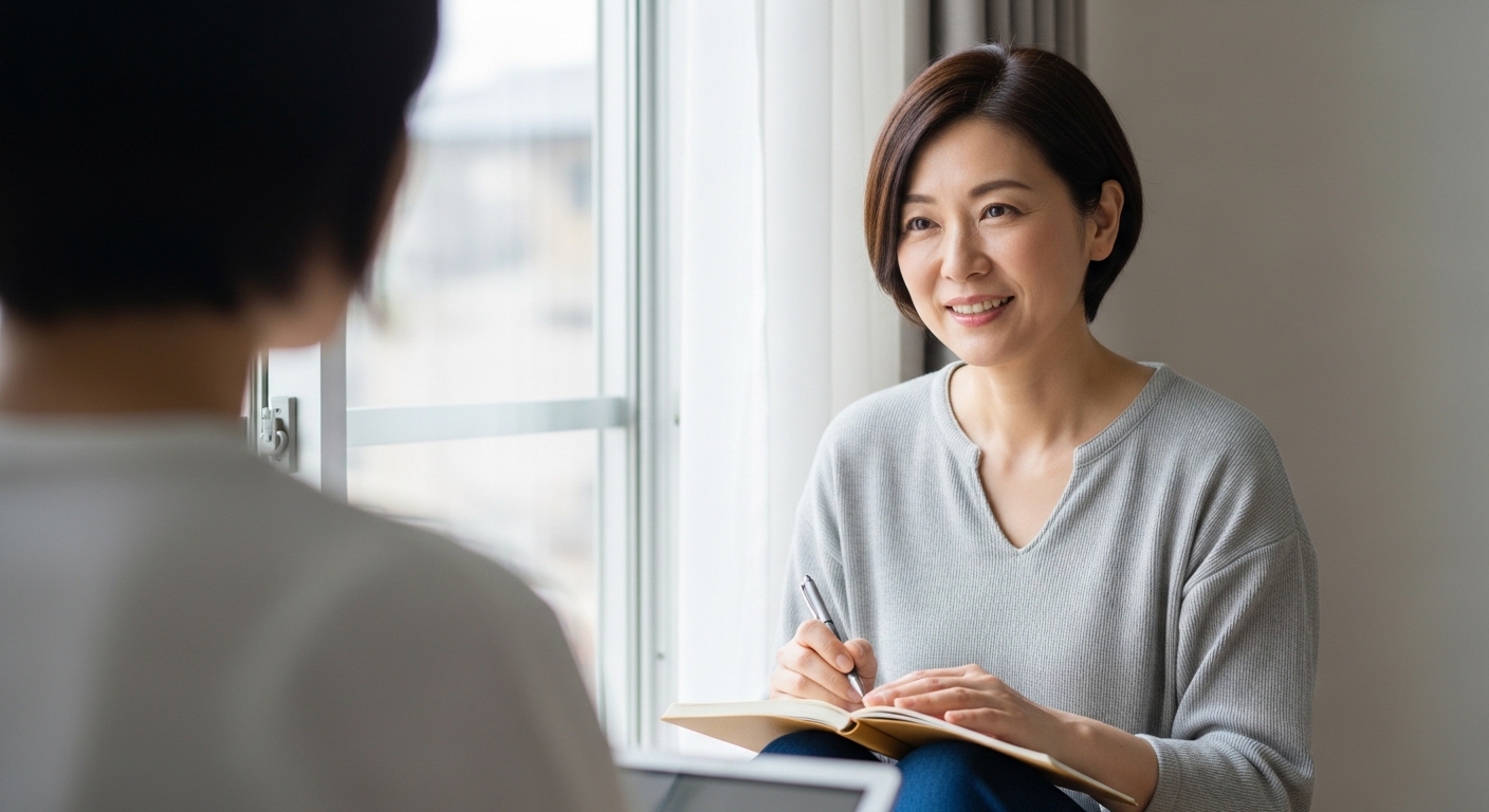 新潟のかわいい方言を話す日本人女性