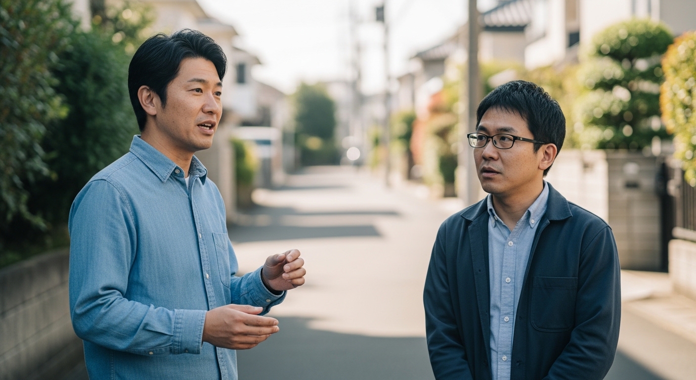 日本人男性が播州弁の語尾を解説する様子