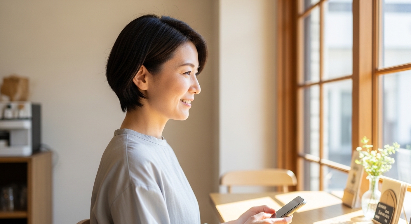 大阪弁の早口言葉を笑いながら練習し、関西らしい言葉のリズムを楽しむ女性のイメージ画像