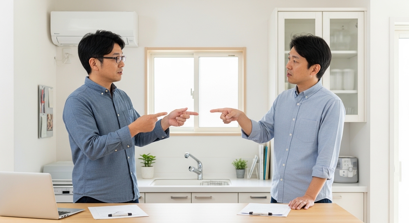 福島訛りの特徴について地域ごとの話し方を聞き比べる男性のイメージ画像