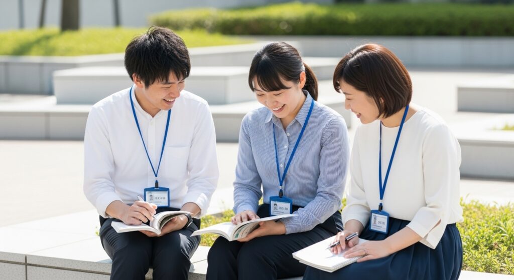 あかんたれの意味と語源を感じさせる、大阪の路地で呆れながら笑う女性の親しみある方言シーン